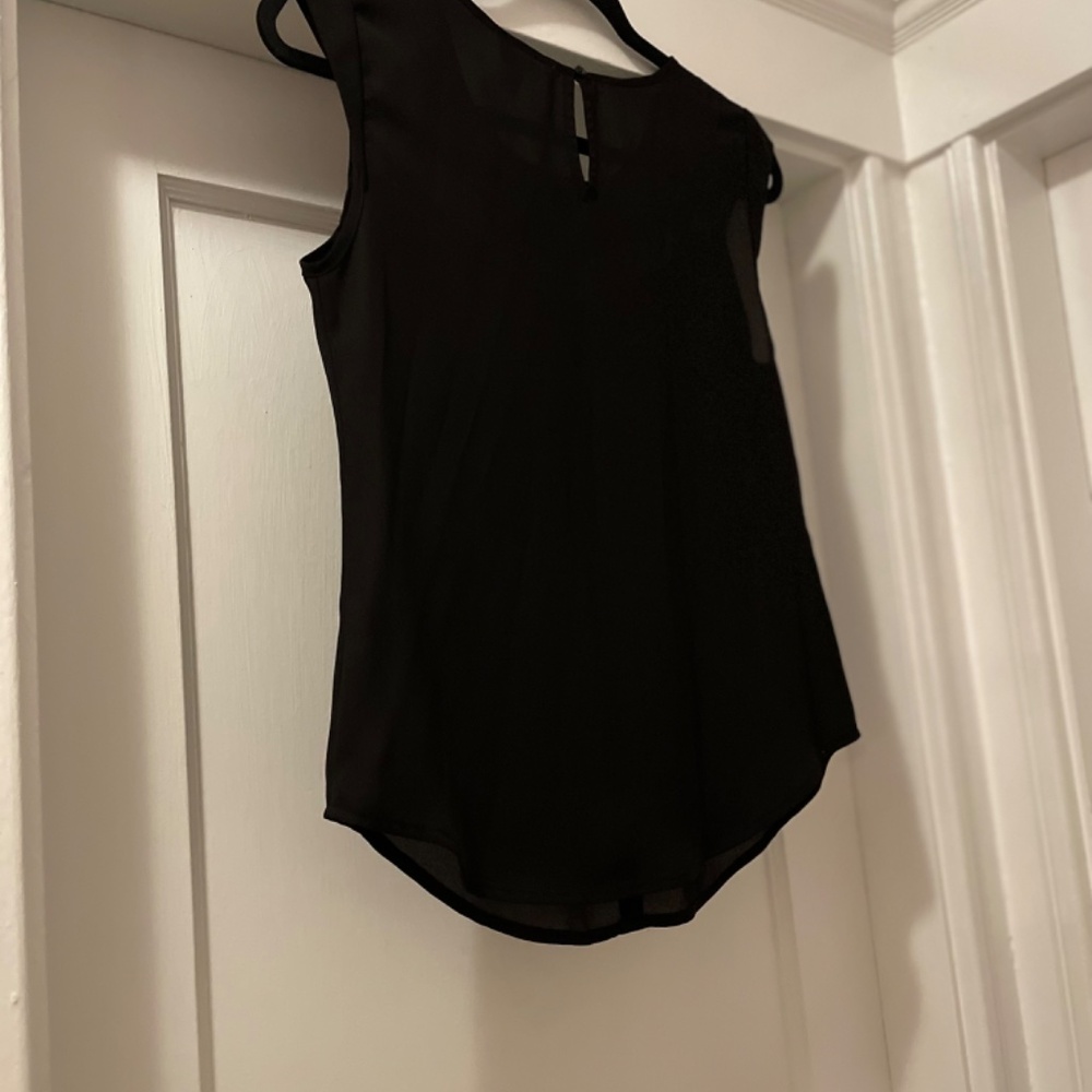 Candie’s, Small, Black w/ Floral Embroidery, Sleeveless Blouse - Picture 3 of 6